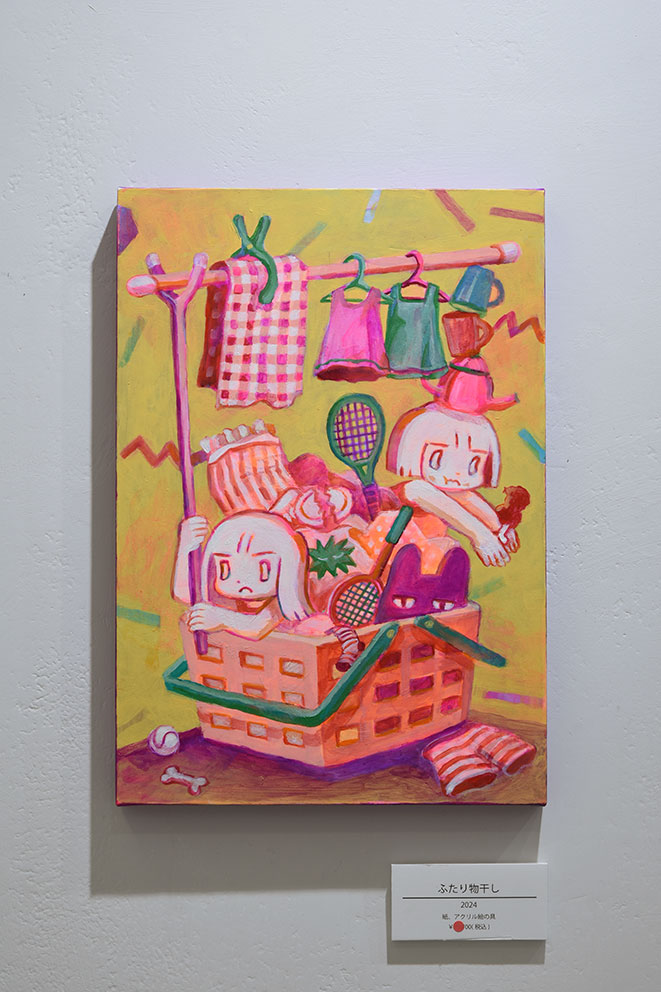 ふたつの私｜般若と涙の二つ折り原画 一点物 ふたりのいつかのお家 – 新宿眼科画廊